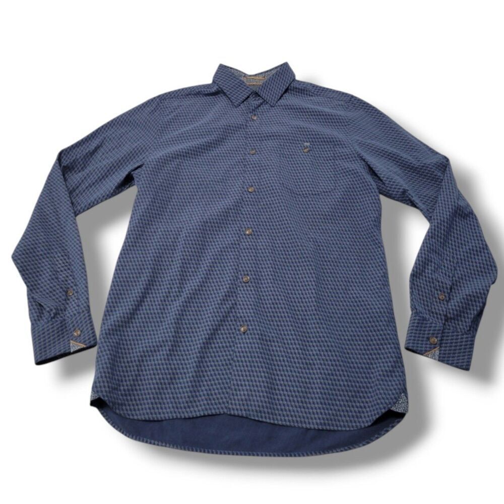 Ted Baker London Shirt Size 3 Dress Shirt Button Up Shirt Long Sleeve Geometric - Picture 1 of 8